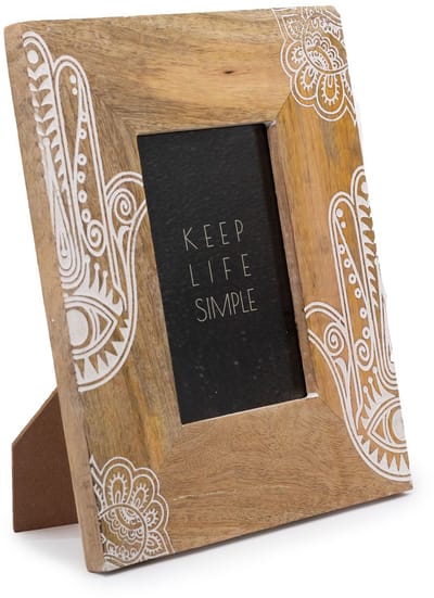 Ancient Wisdom - Fotolijst - Middelgrote fotolijst mangohout wit 26x20x2cm - Fotohouder - Wanddecoratie - Interieuraccessoire - Kunstwerk - Decoratie