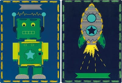 Vervaco - Borduurkaart kit - Robot en raket set van 2 - PN-0157038 - Borduren - Borduurpakket - Borduurpakket kind