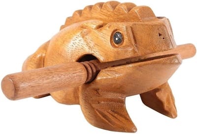 Houten Kikker Muziekinstrument - Gelukskikker Houtsnijwerk - Muziek Maken Geluid - Traditioneel Thais Ambacht - 12.7cm - Bruin