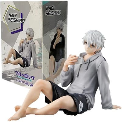 Blue Lock Anime Nagi Seishiro Figuur Schattig PVC Model Bureau Decoratie Kinder Verjaardagscadeaus gray
