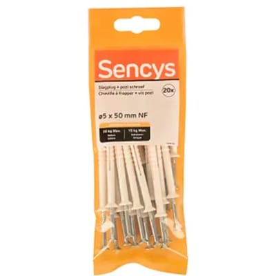 Sencys Slagplug Nylon - Diam. 5x50mm - 20 Stuks