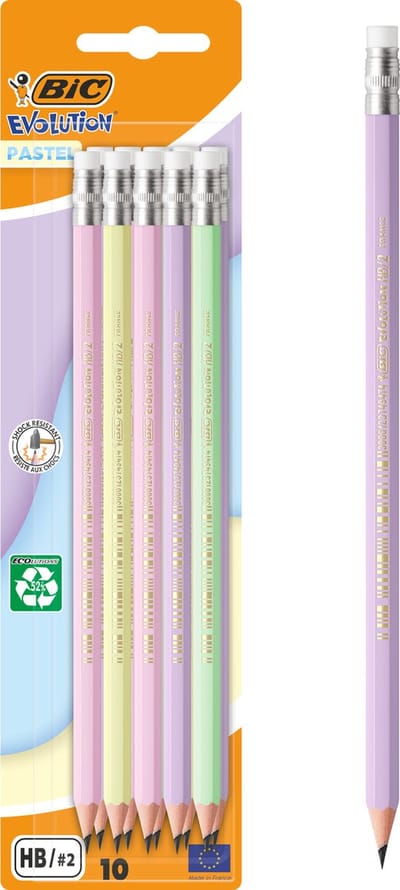 BIC Evolution Pastel - Grafietpotloden - Kinderen en volwassenen - Grijs - Potlood - 10 Stuks