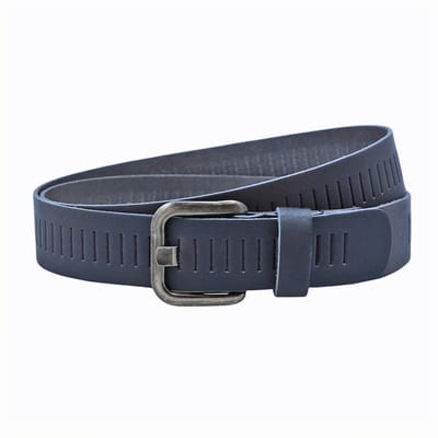 Landley Leren Geperforeerde Sleufjes Riem - Dames en Heren - Breedte 4 cm - Unisex Ceintuur - Echt Leer - Blauw - Lengte totaal 105 cm / Riemmaat 85