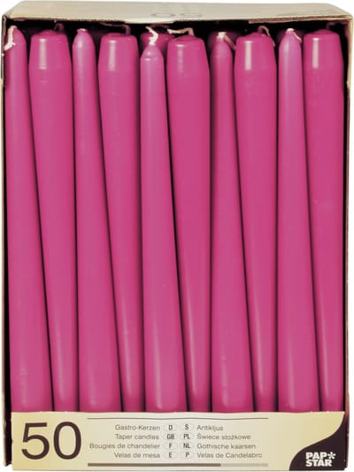 Conpax Candles Dinerkaarsen - 50x stuks - kandelaar kaarsen - fuchsia roze - 25 cm