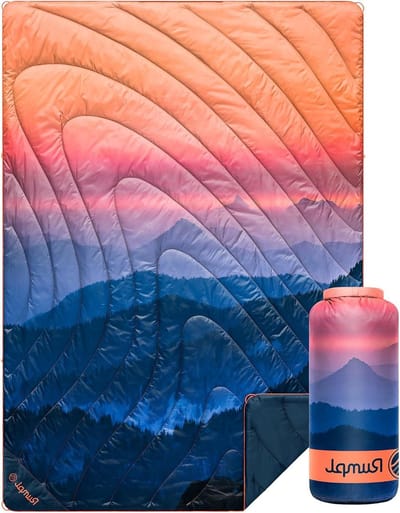 Outdoor Puffy Blanket - Camping Blanket - Outdoor Comfort - Water Repellent Shell - 52 x 75 Inch - Alpenglow