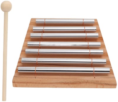 Dailygoods- Handchimes Beukenhout - Ritmische Windgong - 7 Aluminium Staven - Meditatie - Muziektraining - Helder Geluid
