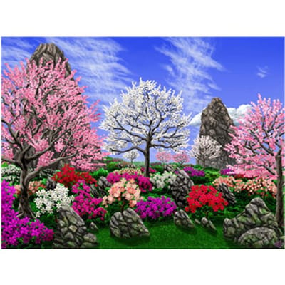 Peinture Diamant DIY Strass Ronds Paysage Arbre Peinture Broderie 20X30CM blue