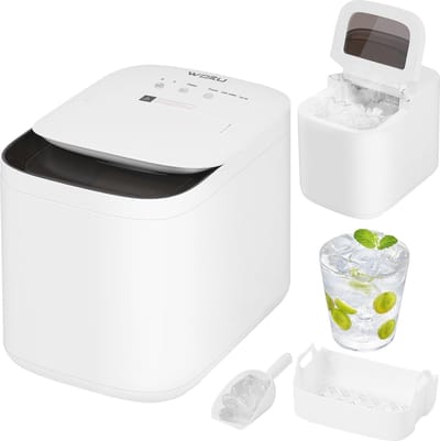 IJsblokjesmachine voor Thuis - 9 IJsblokjes in 5-6 Minuten, 15 kg/24 uur, 2 Maten, Stil en Zelfreinigend