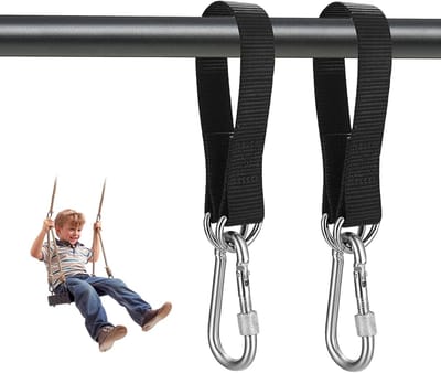 2 Pack Swing Hanging Straps 55cm - Stevige Ophangbanden voor Schommels, Hangmatten en Stoelen tot 200 kg met Karabijnhaak