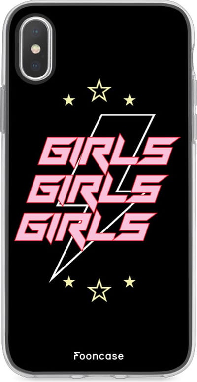 Fooncase Hoesje Geschikt voor iPhone XS Max - Shockproof Case - Back Cover / Soft Case - Rebell Girls (sterretjes bliksem girls)