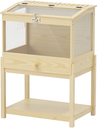 Hamsterkooi - Cavia kooi - Rattenkooi - Huisje - 2 Niveaus - Verwijderbare Lade - Met Voederstation - Zaag - Loopplank - Hutten - Hangbrug - Hout - 83,2L x 50B x 103H cm - Natuurhout