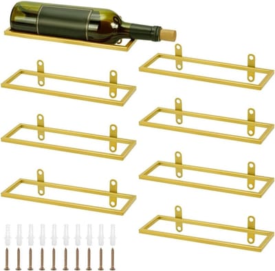 8 Stuks Wandgemonteerd Wijnrek voor Wijnflessen - Metalen Organisator voor Muur, Wijnflessenhouder 26 x 9 x 0,8 cm, Perfect voor Wijnliefhebbers en Interieurdecoratie