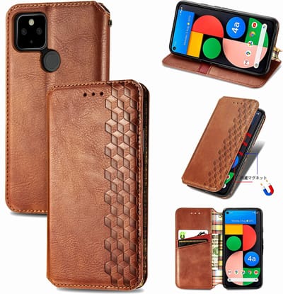 Luxe PU Lederen Ruitpatroon Wallet Case + Glas Screenprotector voor Google Pixel 4a 5G _ Bruin