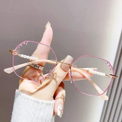 Lunettes de presbytie sans monture taillées en diamant, élégantes et populaires pour femmes, avec monture en métal, anti lumière bleue, lunettes de lecture 1.5