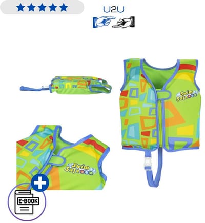 Bestway Zwemvest 32176 Kinder Zwemhulp Met Foam Drijfvest 11-19 kg UPF50+ Verstelbare Gesp Ritssluiting Leren Zwemmen Veilig Waterplezier Met Ebook