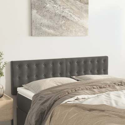 vidaXL - Hoofdborden - 144x5x78/88 - cm - fluweel - donkergrijs