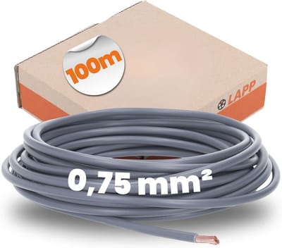 PVC Kabel - Elektrische Draad - Elektriciteit Aanleggen - Gemaakt in Duitsland - 100m - Grijs