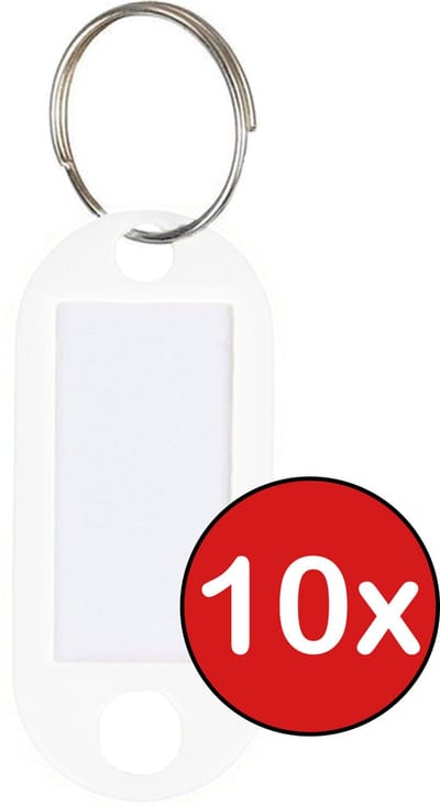 Sleutellabels Sleutelhanger Bagagelabel Sleutellabel Gekleurde Naamlabels Label - Wit - 10 PACK