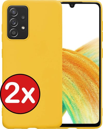Hoesje - 2 Stuks - Geschikt voor Samsung Galaxy A33 - Sterk & Shockproof - Telefoonhoes - Back Cover - Case Siliconen - Telefoon Hoes - Geel