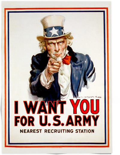 Lanzfeld I Want You - Poster Schilderij 50x70 cm - Uncle Sam WOII Vintage Propaganda - Koker