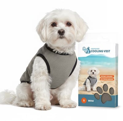Coolpets Koelvest Hond S - Verkoeling Hond - Coolvest - Verkoelende Jas - Ruglengte 25 cm - Cooling Vest - Beige