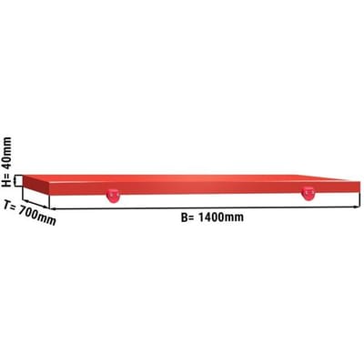 GGM Gastro Schneideplatte für Arbeitstisch - 1400x700mm - HACCP-Konform - Rot Rood
