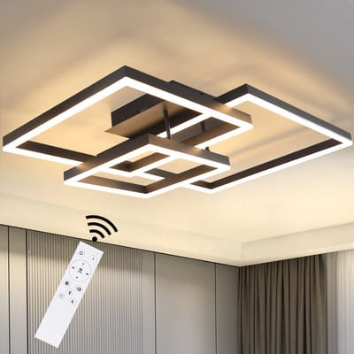 NETTLIFE LED Plafondlamp - Dimbaar - zwart - modern woonkamerlamp met afstandsbediening - vierkant slaapkamerlamp van metaal 82CM - voor eetkamer | keuken