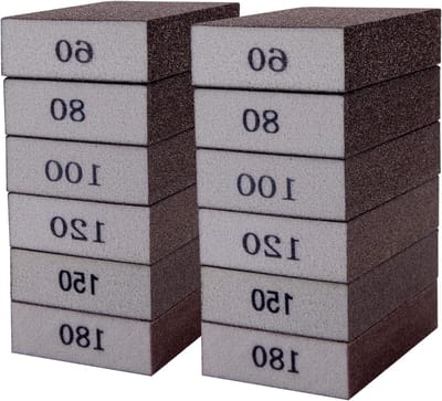 Schuur spons voor hout - Set van 12 grijze schuursponges voor een gladde afwerking en veelzijdig gebruik