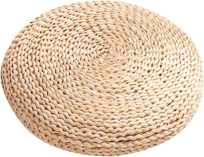 Tatami Vloerkussen - Rond Zitkussen - Meditatie en Yoga - Natuurlijk Geweven Materiaal - 45 x 45 cm - Maiskolven