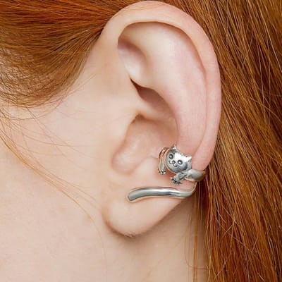 Huitan Nieuwe Trendy Vorm van een Vos Clip Oorbellen voor Vrouwen Antiek Zilverkleur Oor Manchet Oorbellen Meisje Statement Sieraden Dropship brown