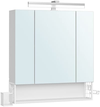 MAZAZU - Badkamerkast - Wit - Spiegelkast - Spiegel - Badkamer - Wandkast - 3 deuren - Stopcontact - 16.5x70x75