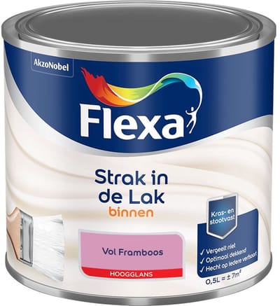 Flexa - Strak In De Lak Binnenlak Hoogglans - Vol Framboos - Mengverf - 500 Ml