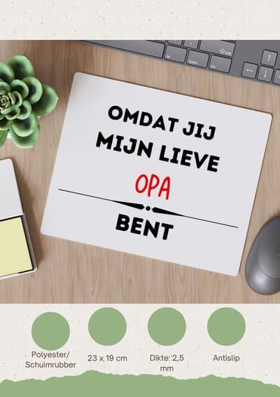 Akyol - omdat jij mijn lieve opa bent Muismat - Opa - de liefste opa - verjaardag - cadeautje voor opa - kado - geschenk - 23 bij 19 cm