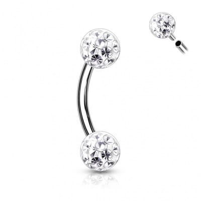 Piercing curved ferido 1.2x8x4 - zilver wit - LMPiercings