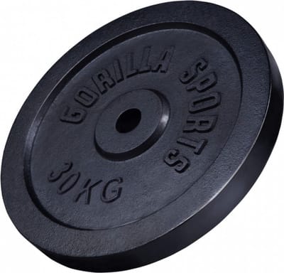 Gorilla Sports Gewichtsschijf - Halterschijf - Gietijzer Zwart - 30 mm - 30 kg