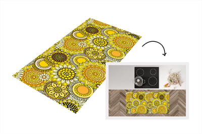 Keukenloper - Loper keuken - Zonnebloem - Patronen - Geel - 120x60 cm - Keukenloper vinyl