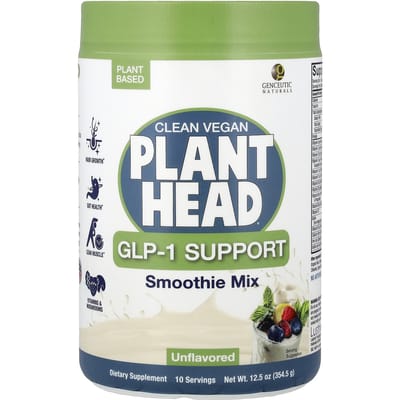 Clean Vegan Plant Head®, Glp-1 Ondersteuning, Smoothie Mix, Zonder Smaak, 354.5 G (12.5 oz)