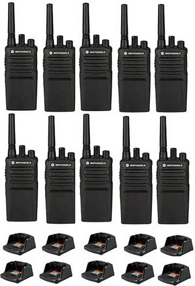 Set van 10 Motorola XT420 UHF IP55 PMR446 Portofoon met laders