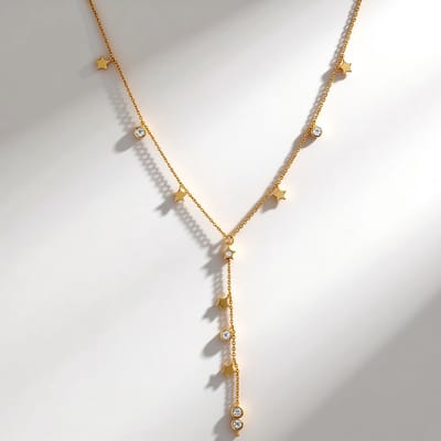 Cavill - Zilveren Halsketting - 925 Sterling Zilver Verguld - Tanzania Zirkonen Rond Slijpsel 0,63 ct - Elegante Bezel Ketting 45,5 cm