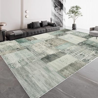 Tapis Géométrique Vert Luxe Léger Grand Salon Décoration Intérieure Moderne Tapis de Chambre Sol Doux Antidérapant Tapis de Sol pour Canapé de Salon 60*90cm gray