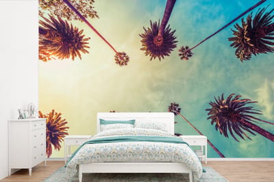 Behang - Fotobehang Palmboom - Lucht - Bomen - Zomer - Tropisch - Breedte 390 cm x hoogte 260 cm