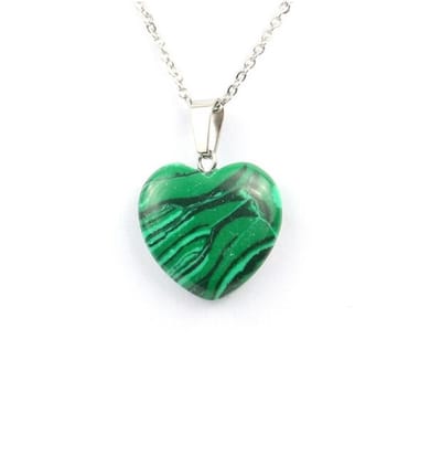 Malachiet Hartje - Natuursteen - ketting - hanger - natuursteen - wicca