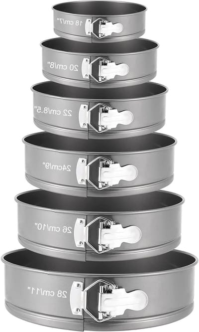Baking Cake Tin Set - Set van 4, 7, 8, 9, 10, 11 Inch Ronde Bakvormen - Antiaanbak, Lekvrij en Met Afneembare Bodem voor Taarten en Cheesecakes