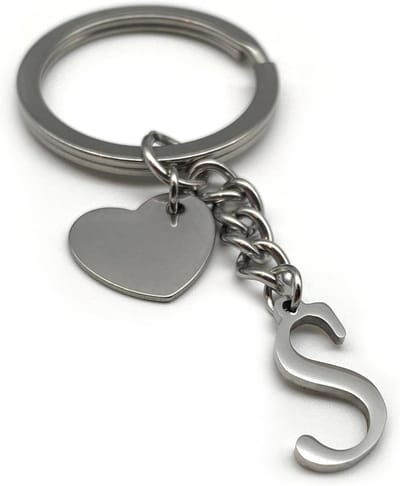 letter en hart A-Z letters naam - Handgemaakte roestvrijstalen hanger - Cadeau vriendin vriend partner auto