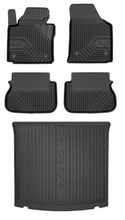 Frogum 77 & DryZone - Automattenset en Kofferbakmat - Geschikt voor Volkswagen Caddy III (2015-2020) - Laser-fit Pasvorm - TPE Rubber - Geurloos