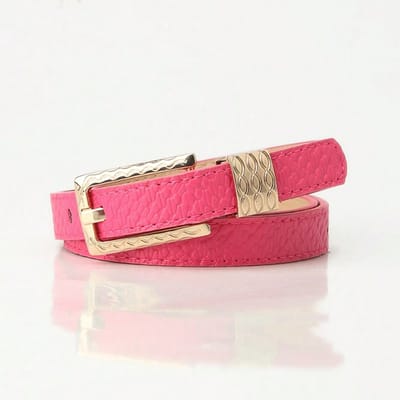 Nieuwe Eenvoudige en Veelzijdige Accessoires Dames Dunne Riem Retro Mode Gesp Patroon Decoratieve Riem 105CM warm roze kleur