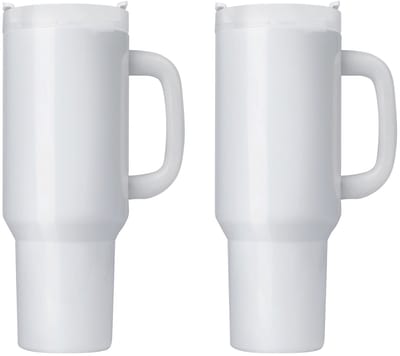 LOKLiK 40 oz Sublimatie Tumbler Blanks met handvat - 1180 ml - 2 stuks - RVS - Stanley-style travel mug voor sublimatie