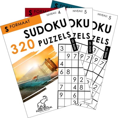 Sudoku Puzzelboek Set – 3 Boeken (Niveau 4, 5 & 5) | 320 Sudoku’s per boek | A4 | Grote cijfers (6mm)