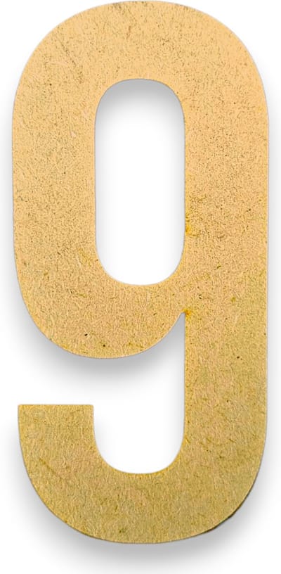 MGM Trading - 9 - Letters en Cijfers van MDF - 10 cm hoog - 9MM Dik - Beige - Laser gesneden - Per Stuk