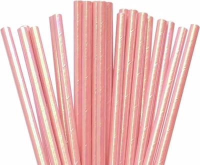 Rietjes stevig Papier (Metallic Pink) 25 stuks ( lengte 19.7 cm)